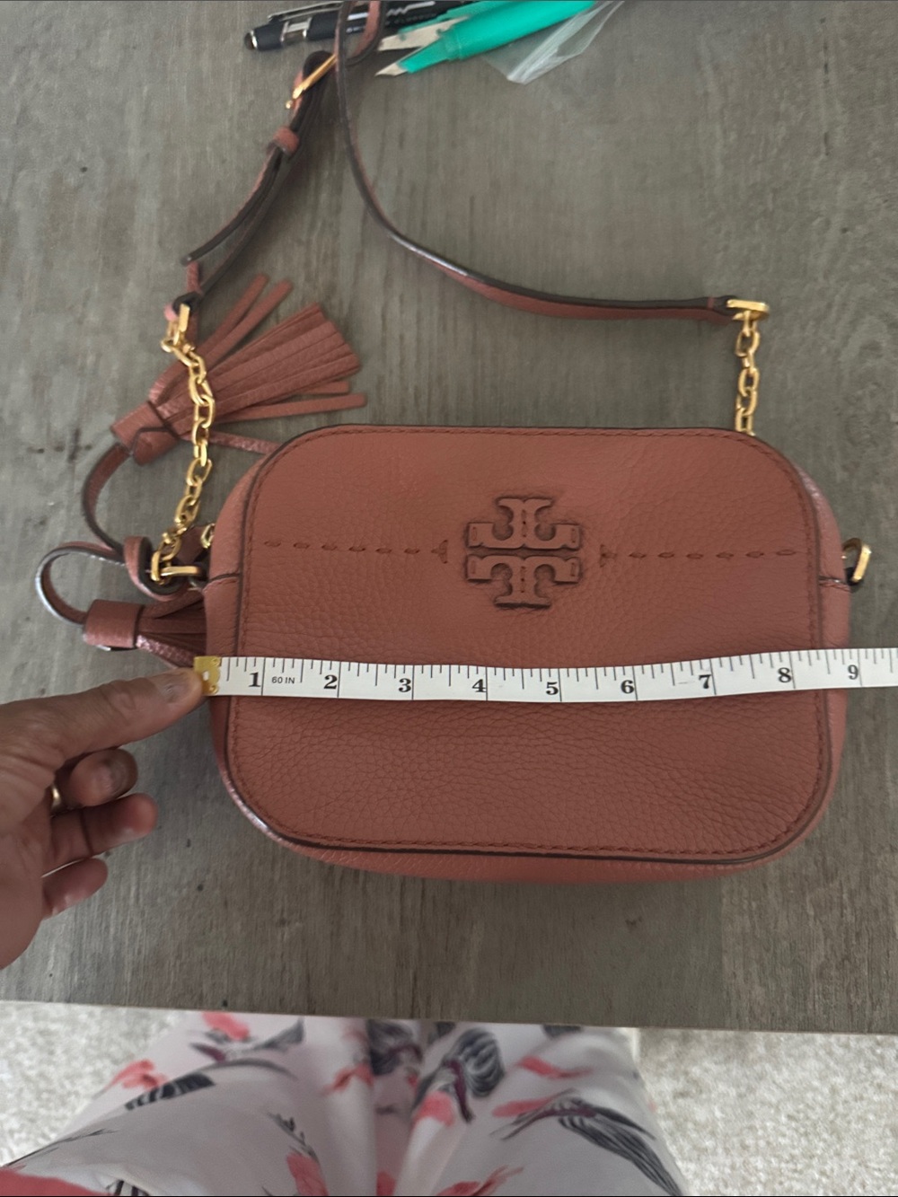 Tory Burch Pebbled Leather Crossbody in Terracotta - Picture 7 of 9